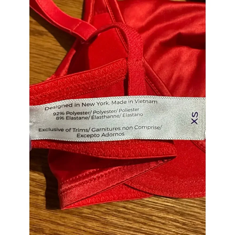 Adore Me Red Gynger Unlined Satin Bow Balconette Underwire Bra Size XS